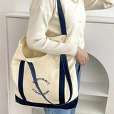Women Handbag Letter Printing Shoulder Bag Cotton Tote Shopping Canvas Bags