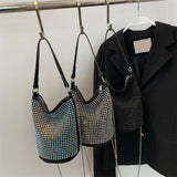 Women's Rhinestone Diamonds Basket Bag Large Capacity Totes