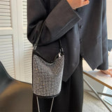 Women's Rhinestone Diamonds Basket Bag Large Capacity Totes