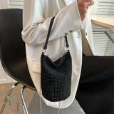 Women's Rhinestone Diamonds Basket Bag Large Capacity Totes