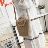 Woven Rattan Bag Round Handle Shoulder Bag
