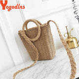 Woven Rattan Bag Round Handle Shoulder Bag