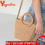 Woven Rattan Bag Round Handle Shoulder Bag