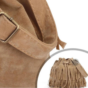 Faux Suede Fringe Women Bag Messenger Tassel Shoulder Handbags