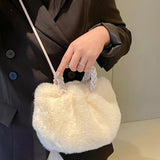 Soft Plush Shoulder Handbag Women Clutch - Fluffy Solid Shopper Travel