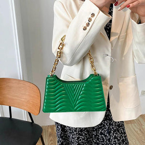 Rhombus Women's Shoulder Bag PU Leather Solid Zipper Handbag