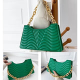 Rhombus Women's Shoulder Bag PU Leather Solid Zipper Handbag