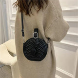 Women Handbag Round Crossbody Shoulder Bags Classic Leather Clutch