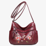 Embroidered Crossbody Bags Totes for Women Pu Leather