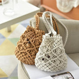 Summer Bucket Crossbody Shoulder Bags Cotton Linen Travel Beach Bag Purse