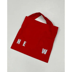 Women Reflective Letters Red Canvas Shoulder Bag Thick Cotton Cloth Handbag Tote