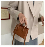 Women's Small Shoulder Bag Crossbody Mini Tote Solid PU Leather Handbag