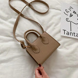Women's Small Shoulder Bag Crossbody Mini Tote Solid PU Leather Handbag