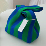 Japanese Candy Wool Knitting Women Handbag Striped Tote Bag