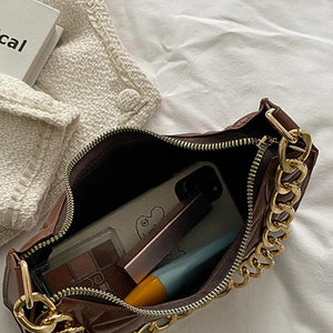Quilted Small Square Bag Women Minimalist Flap Crossbody Armpit Handbag