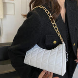 Quilted Small Square Bag Women Minimalist Flap Crossbody Armpit Handbag
