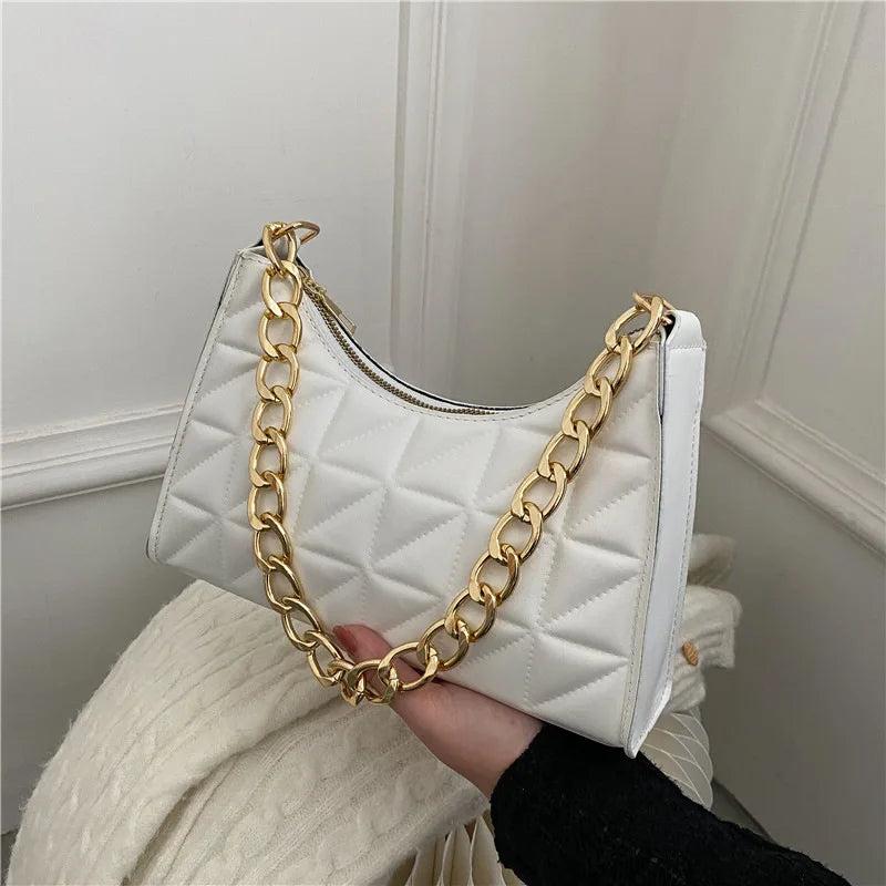 Quilted Small Square Bag Women Minimalist Flap Crossbody Armpit Handbag