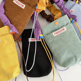 Corduroy Mini Bag Canvas Shoulder Handbag Reusable Eco Totes