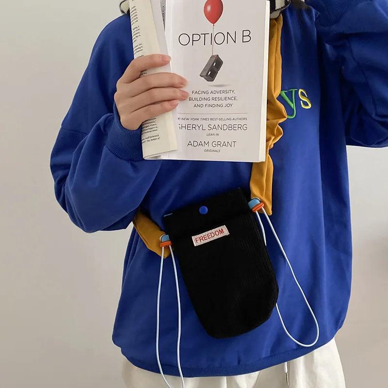 Corduroy Mini Bag Canvas Shoulder Handbag Reusable Eco Totes