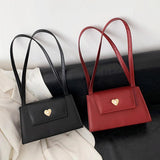 Vintage Red Wine Women Shoulder Bag Retro PU Leather Tote Handbag