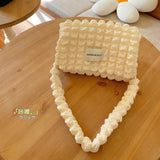 Female Bubble Flower Hand Bag Casual Tote Cotton Canvas Satchel