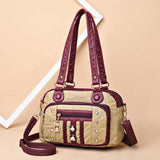 Vintage Leather Crossbody Bag for Women - Casual Messenger Sling Handbag