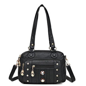 Vintage Leather Crossbody Bag for Women - Casual Messenger Sling Handbag