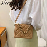 Plaid Flap Shoulder Bag Chain Square Mini Crossbody Bag