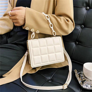 Casual Ladies Mini Handbags Checkered PU Leather Crossbody Purse