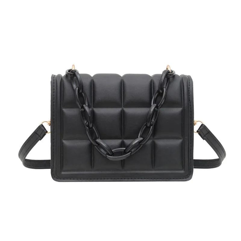 Casual Ladies Mini Handbags Checkered PU Leather Crossbody Purse