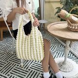 Plaid Underarm Shoulder Bag Space Cotton Puff Handbag Purse Female Travel