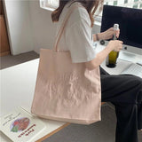 Women Canvas Tote Purse Embroidered Handbag Shoulder Bag Casual Shopper