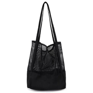 Casual Hollow Out Canvas Shoulder Bag Large Capacity Handbag