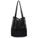 Casual Hollow Out Canvas Shoulder Bag Large Capacity Handbag