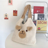 Large Capacity Plush Bear Shoulder Bag for Women