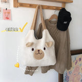 Large Capacity Plush Bear Shoulder Bag for Women