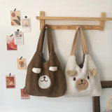 Large Capacity Plush Bear Shoulder Bag for Women