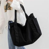 Canvas Multi-pockets Handbag Women School Tote Leisure Top-handle Bag