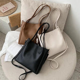 Vintage Women Handbag PU Leather Bucket Ladies Shoulder Bags