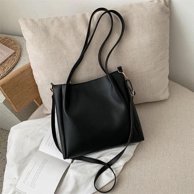 Vintage Women Handbag PU Leather Bucket Ladies Shoulder Bags