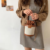 Vintage Cylinder Messenger Bag Leather Handbag