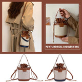 Vintage Cylinder Messenger Bag Leather Handbag
