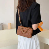 Wide Strap Shoulder Bag Solid Square Crossbody Bags For Women Handbags Chain
