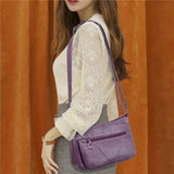 Women's Soft PU Leather Shoulder Bags Multi-Layer Crossbody Bag Handbags