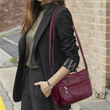 Women's Soft PU Leather Shoulder Bags Multi-Layer Crossbody Bag Handbags