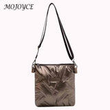 Quilted Cotton Padded Crossbody Handbag Solid Hand Bags Women Zipper