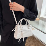 Textured Square Shoulder Bag Crossbody Messenger Handbag