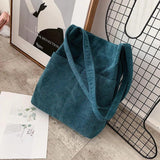 Corduroy Totes Bag Shoulder Handbag with Inner Pocket for School Work Travel