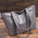 Solid PU Leather Women Shoulder Bag Zipper Handbag