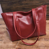 Solid PU Leather Women Shoulder Bag Zipper Handbag